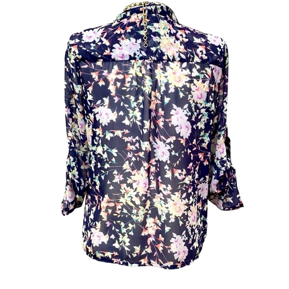 Lauren Conrad Chiffon Floral Tie Waist Kimono - Picture 4 of 6
